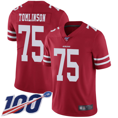 San Francisco 49ers Limited Red Men Laken Tomlinson Home NFL Jersey 75 100th Season Vapor Untouchable
